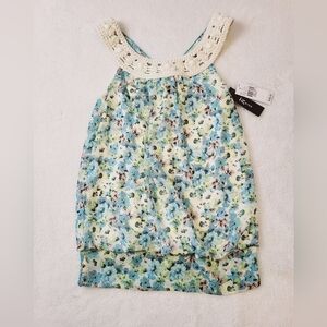 IZ Byer Pastel Blues and Greens Floral Top Women's Size Small NWT